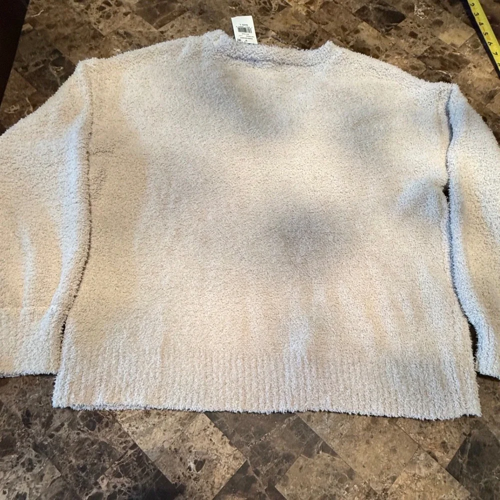 Sanctuary Womens V-Neck Fuzzy Eyelash Knit Lurex Sweater CW1703QF8 Cream Large